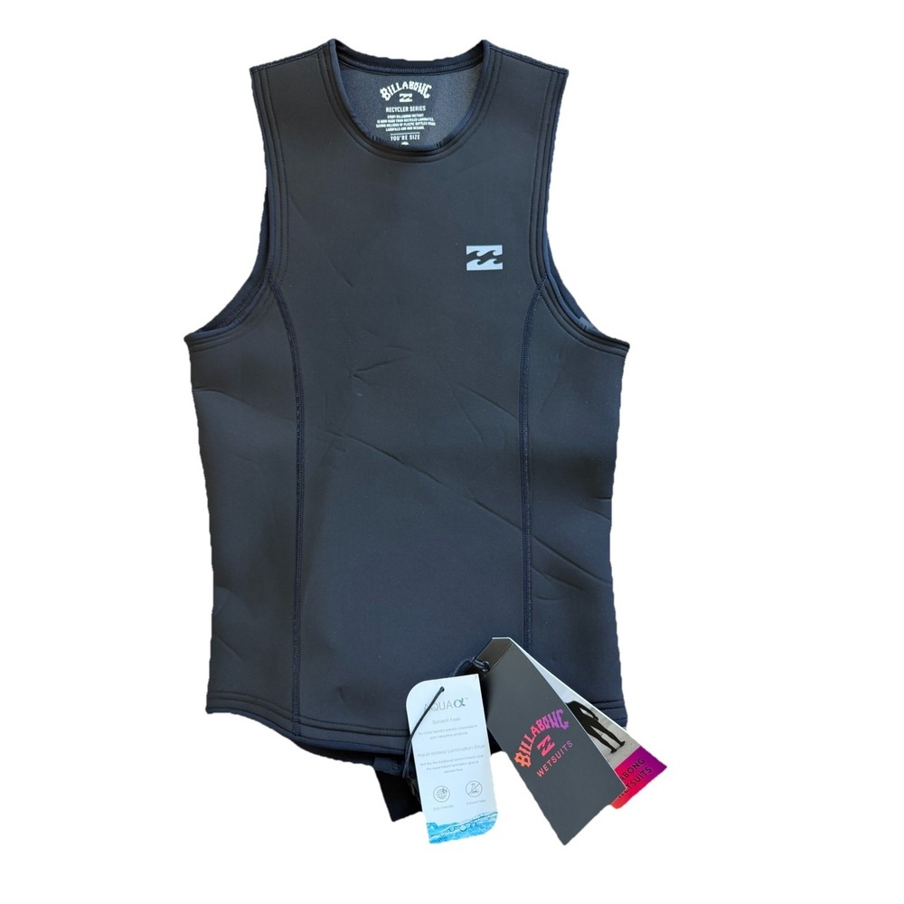 Billabong 2/2 mm Wetsuit Vest Mens Small Black Absolute Surf Dive Zip Front NWT